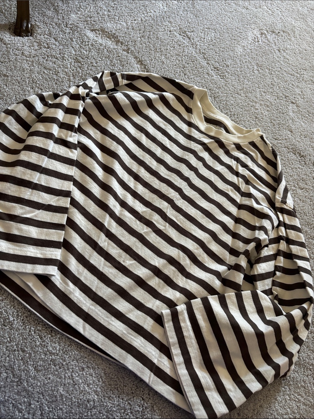 American Eagle Outfitters Striped Long Sleeve Tee in Brown and Cream